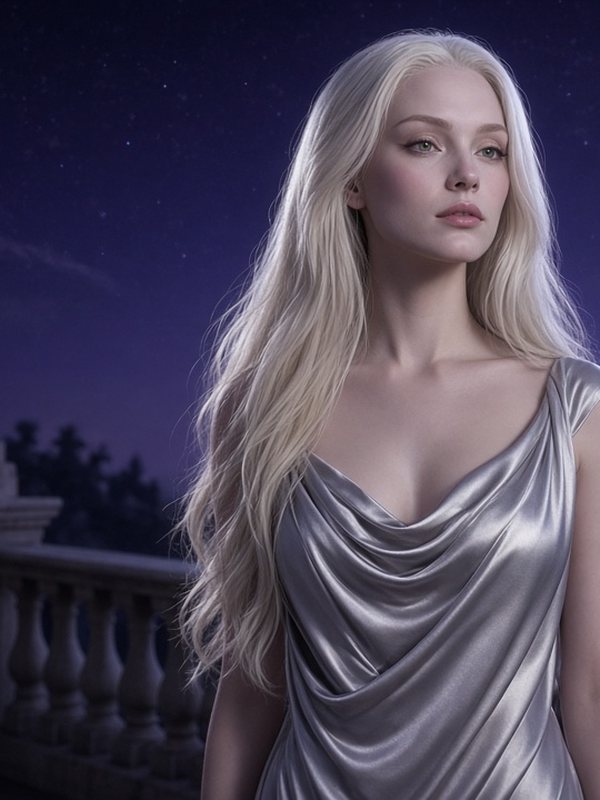 AI-generated portrait of Isolde, 27